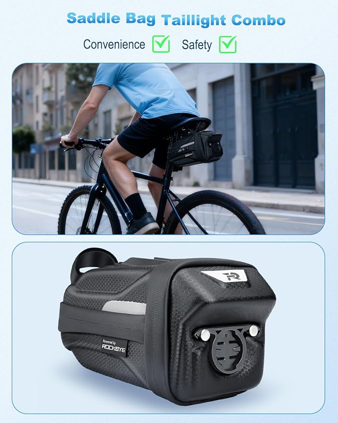 Bike Seat Bag, Expandable Bicycle Bag Under Seat, 3D Hard Shell Waterproof Bike Saddle Bag with Reflective Material, Self-Locking Zipper, Internal Pocket, 1.6-2L
