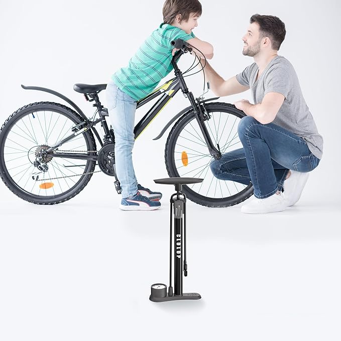 CLOLOP Bike Floor Pump with Gauge, Bike Tire Inflator, Air Pump, Bike Pump with Dual Presta & Schrader Valve Head, Bicycle Air Pump, Ball Pump for Road Bike, Mountain Bikes, Balls