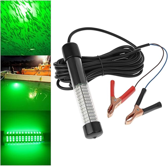 Linkstyle 12V Submersible Fishing Light, 2000LM Underwater Green Fish Attractants Lamp with 5M Cord for Boat Night Fishing