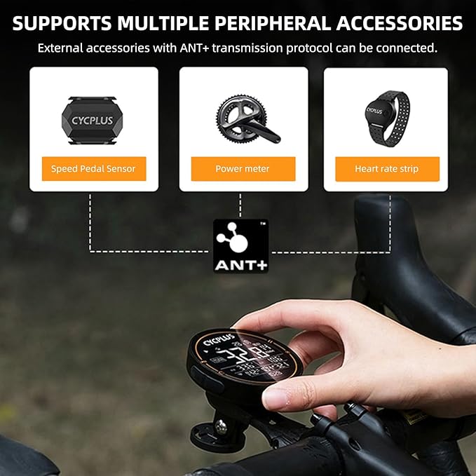 ROCKBROS Bike Computer Wireless GPS Accurate Bike Speedometer with Bluetooth Mini Cycling Computer IPX6 Waterproof ANT+ Bicycle Odometer with Automatic Backlight 2.5" LCD Screen and Larger Battery