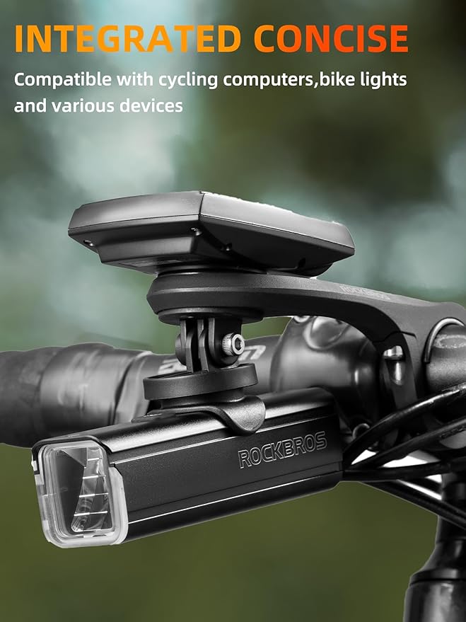 ROCKBROS Out Front Mount Compatible with Garmin, iGPSPORT - Bike Handlebar 1.26’’-1.38’’/ 32-35mm