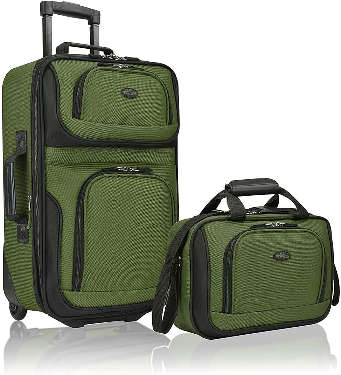 U.S. Traveler Rio 軽量ソフトサイド機内持ち込みスーツケース（2輪セット、グリーン）