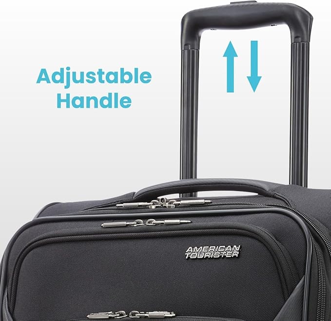 American Tourister 4 KIX 2.0 Expandable Softside Luggage with Spinner Wheels, 2PC SET (20/24), Black