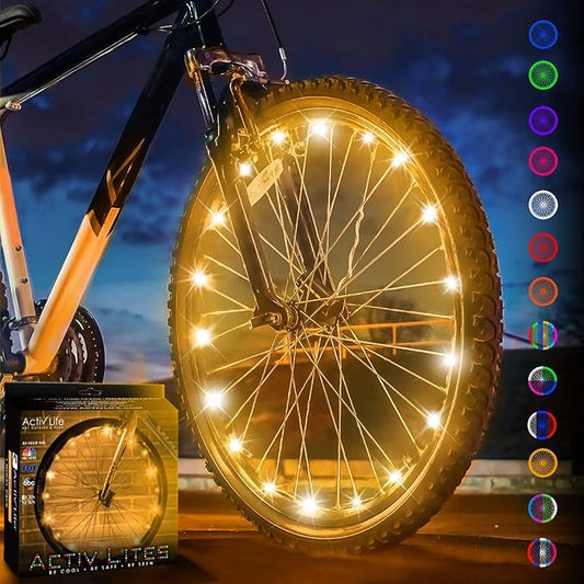 Activ Life LED Bike Wheel Lights with Batteries Included! Get 100% Brighter and Visible from All Angles for Ultimate Safety & Style (1 Tire Pack)