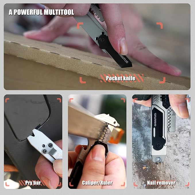 EDC Gear Multitool 7 in-1 Multi Tool with Wrench, Bottle Opener, Car Window Breaker, Pry Bar, Flat Phillips Screwdriver, EDC Tools for Cycling Maintenance, Outdoor, Household Repairs