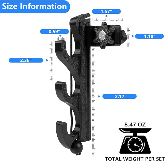 Fishing Rod Holder for Truck Bed, Truck Bed Fishing Rod Holder with 3-Rod Capacity & Adjustable Bungee Straps, Quick-Access Fishing Pole Rack for Truck, Easy Mount Organizer for Anglers