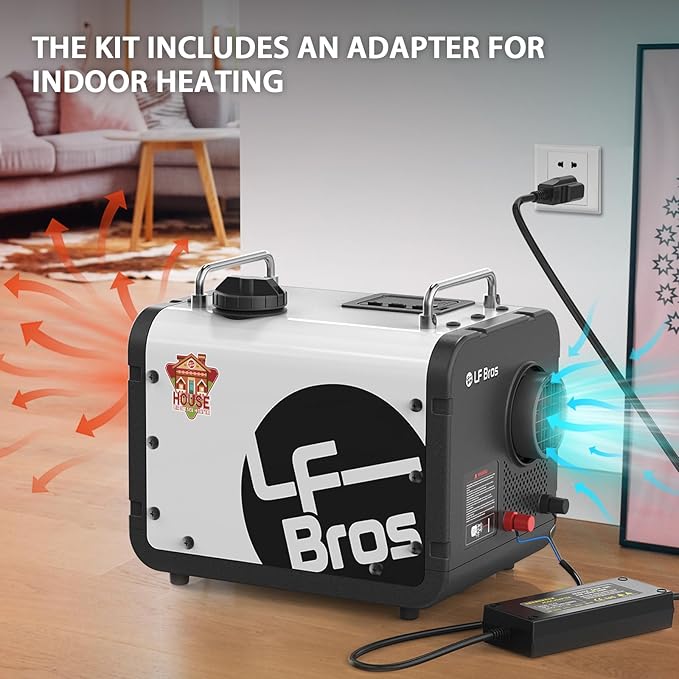 LF Bros 110V/12/24V 5KW Diesel Heater, All-in-One 5L Air Diesel Parking Space Heater with Stylish Design, Come with Remote Control and LCD Screen, Suitable for Home Shop Garage Camper