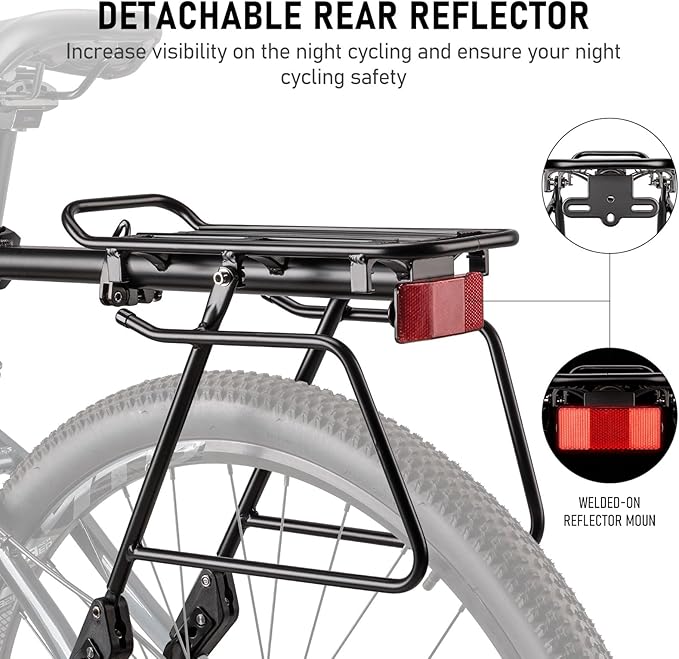 Rear Bike Rack - Bike Cargo Rack Quick Release Mount - Large Capacity Bicycle Pannier Rack 60lbs, Touring Carrier Rack fit 24”-29” and 700c