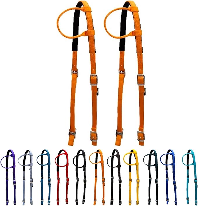 Majestic Ally Nylon Padded Sliding Single Ear Headstall for Horses- Set of 2 - Multiple Colors