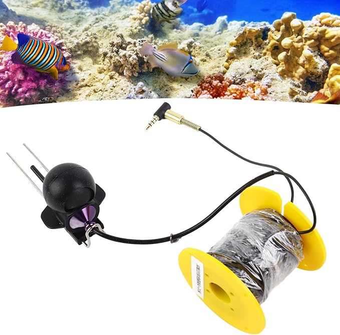 Underwater Fishing Camera with 65ft Cable – CVBS Format HD Transmission, 3.5mm Plug for Boat Fish Finders
