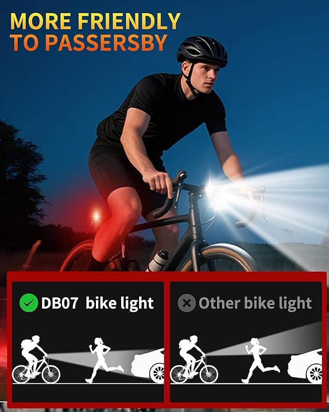 DARKBEAM Bike Lights for Night Riding, USB-C Rechargeable Bicycle Lights Set, Super Bright Bike Headlight and Back Tail Light 4+5 Modes, Easy to Install for Men Women Kids Road Mountain Cycling