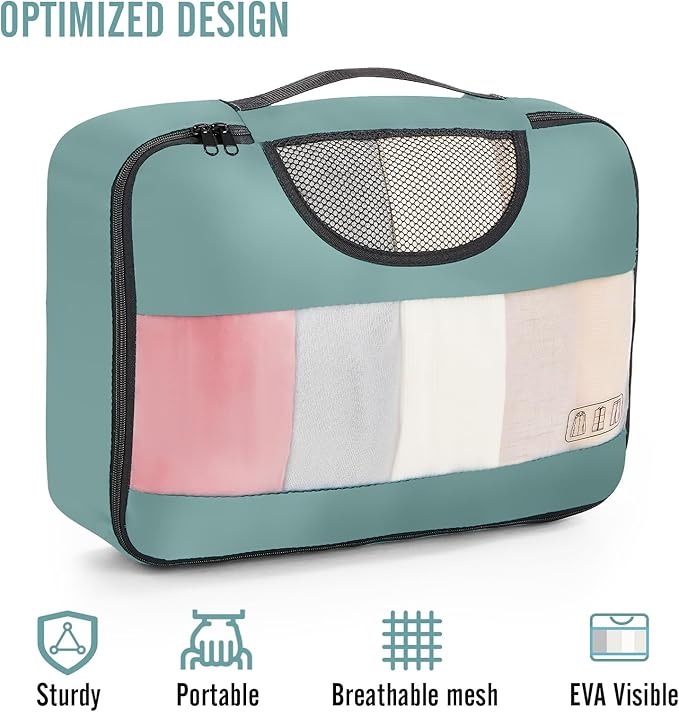 Veken 8 Set Packing Cubes for Travel Essentials, Suitcase Organizer Bags in 4 Sizes, Carry-On Luggage Accessories with Large Laundry & Hanging Toiletry Bag, Must-Have for Airplane, Road Trip & Camping