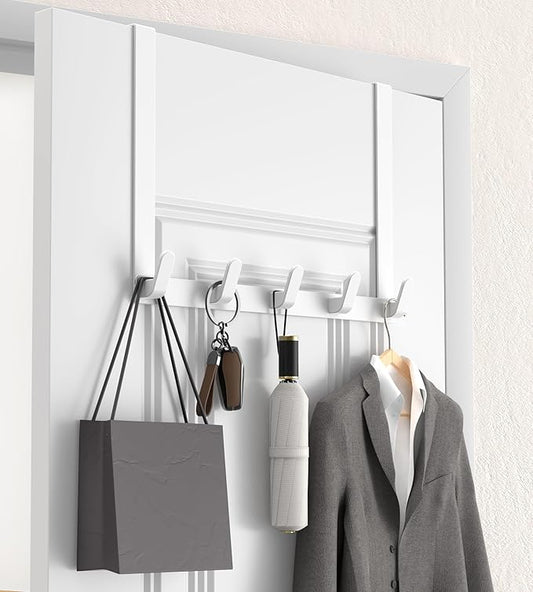 KitchLife Long Over The Door Hooks Hanger with 15.75" Extended Arms, Fits 1 3/4" Doors, L40U - Upgraded Thickened Heavy Duty Bathroom Accessories and Towel Rack Organization - 1 Pack, Glossy White