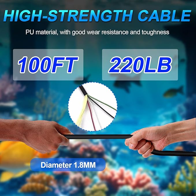 Underwater Fishing Camera 5 in,1080P Ice Fishing Camera with 220° Wide Angle Night Vision,100FT Cable & 8000mAh Battery,IP68 Waterproof Underwater Camera for Ice Lake Sea Boat Fishing