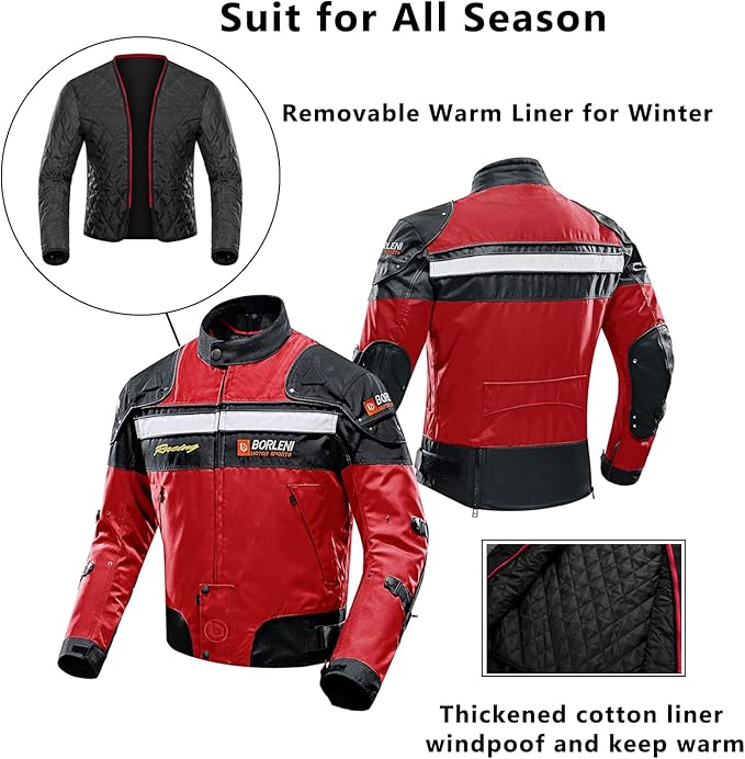 Motorcycle Jacket Motorbike Riding Jacket Windproof Motorcycle Full Body Protective Gear Armor Autumn Winter Moto Clothing XXL