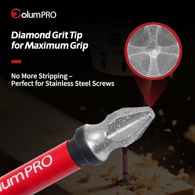 Diamond Grit PH2 Screwdriver Bit Set, 10PCS Magnetic Drill Bits for Stainless Steel Screws, Anti-Slip, HRC65 Hardened S2 Steel, CNC Precision, 25/65/100/150mm Lengths