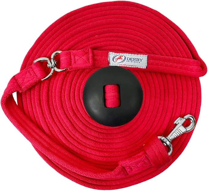 Premium Horse Training Super Soft Grip Swivel Lunge Line with Rubber Stopper with 6 Month Warranty and Replaceable Snap