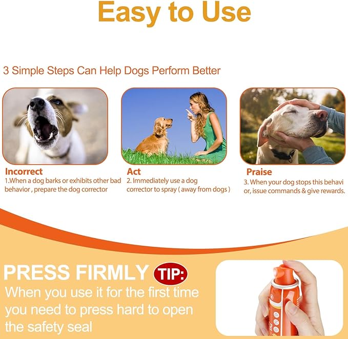 Spray Corrector Dog 80ml 4 Pack Spray Dog Trainer, Corrector Spray for Dog to Stops Barking, Jumping Up, Food Stealing, Dog Fights, Avoidance, Unwanted Dog Behaviour