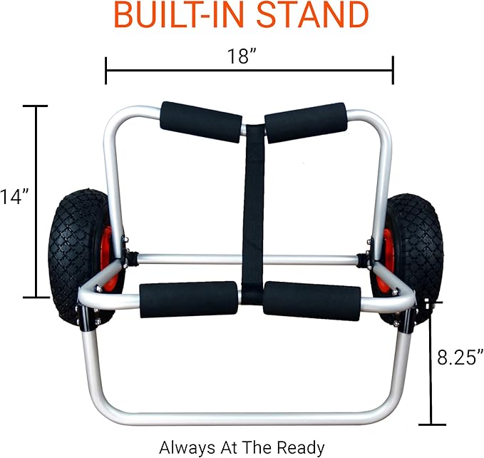 BKC UH-KC271 Two-Wheeled Cart for Kayaks, Stand Up Paddle Boards, Canoes - Easy Overland Transport at The Lake, Beach, or Reservoir