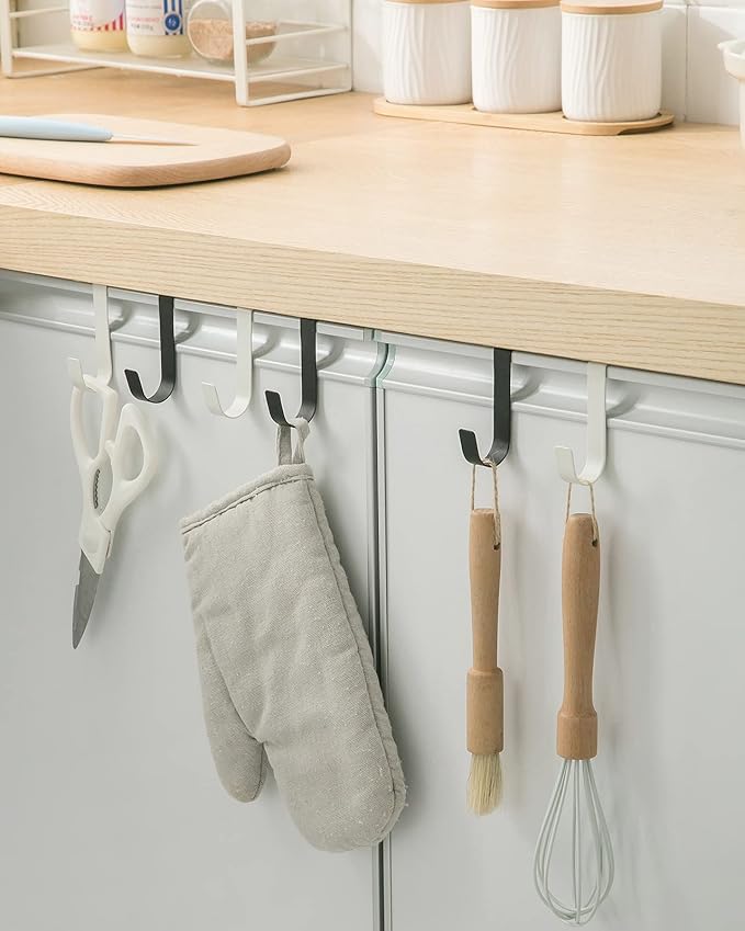 eywlwaar Over The Cabinet Door Single Hooks 10 Pack (10P-White)