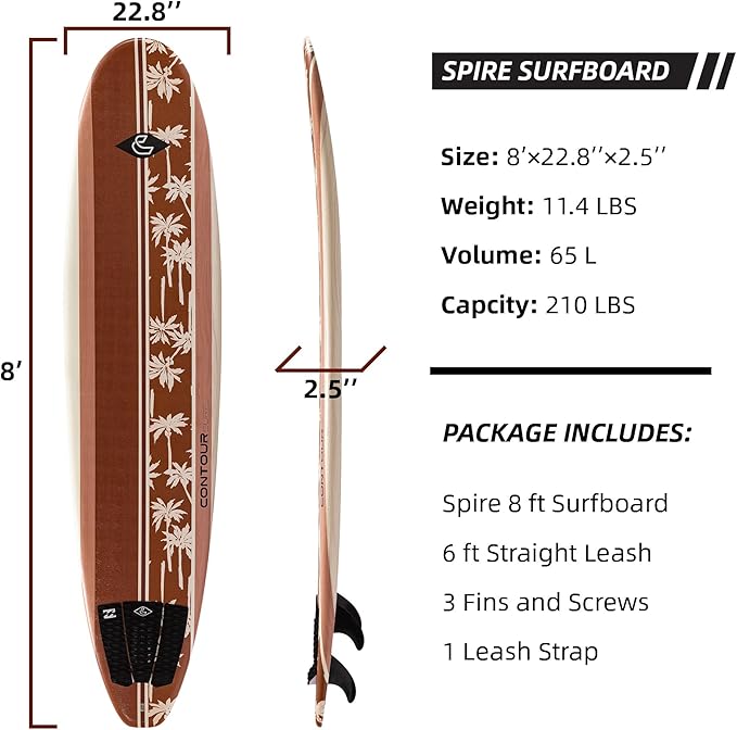 Billabong x CONTOUR SURF 7ft/8ft Soft Top Foam Surfboard for Beginner Adults and Kids Lightweight Shortboard for Surfing Durable, Stable, and Easy to Ride for All Levels Surfers
