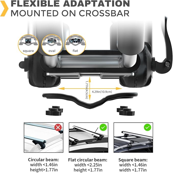 Kayak Roof Rack, Aluminum Kayak Carrier Folding J-Style Universal 3-in-1 Multifunction for Canoe, SUP, Kayaks, Surfboard Rooftop Mount on SUV, Car and Truck Crossbars