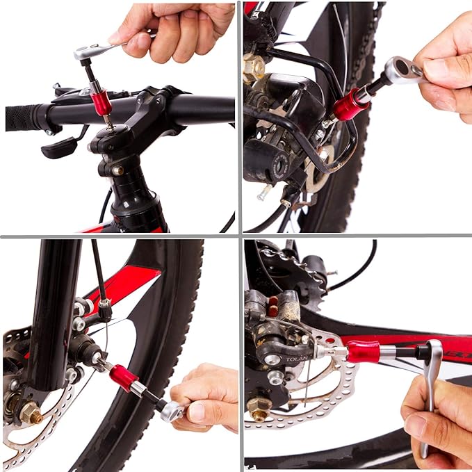 YBEKI Bike Repair Tool Kit - Professional Bicycle Multi-Tool with Ratchet Wrench, 10 Precision Bits, Tire Levers & Patches, Bone Wrench, Portable Storage Bag - Essential MTB Road Bike Maintenance Set