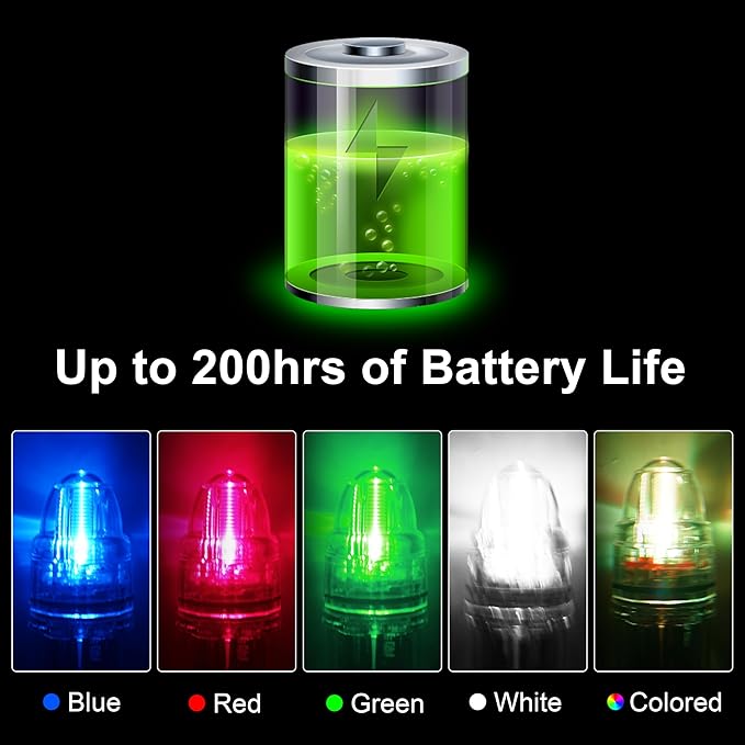 OROOTL LED Fishing Lights Underwater Battery Powered Deep Drop Fishing Light with Clip Waterproof Fish Attracting Lure Lamp Green Blue Red White Multicolor 2,100ft
