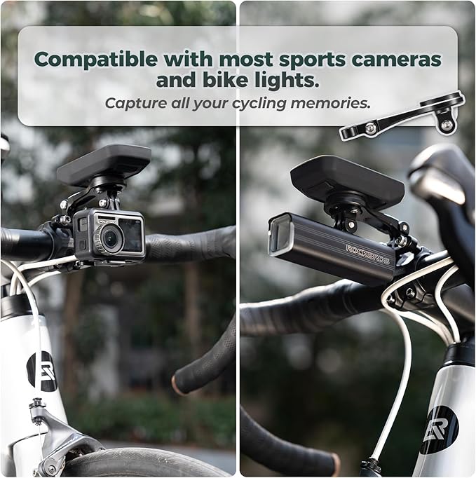 ROCKBROS Bike Computer Mount Out-Front Aluminum Integrated Bicycle Cycling Computer Mount Compatible with Garmin, Bryton, Go Pro