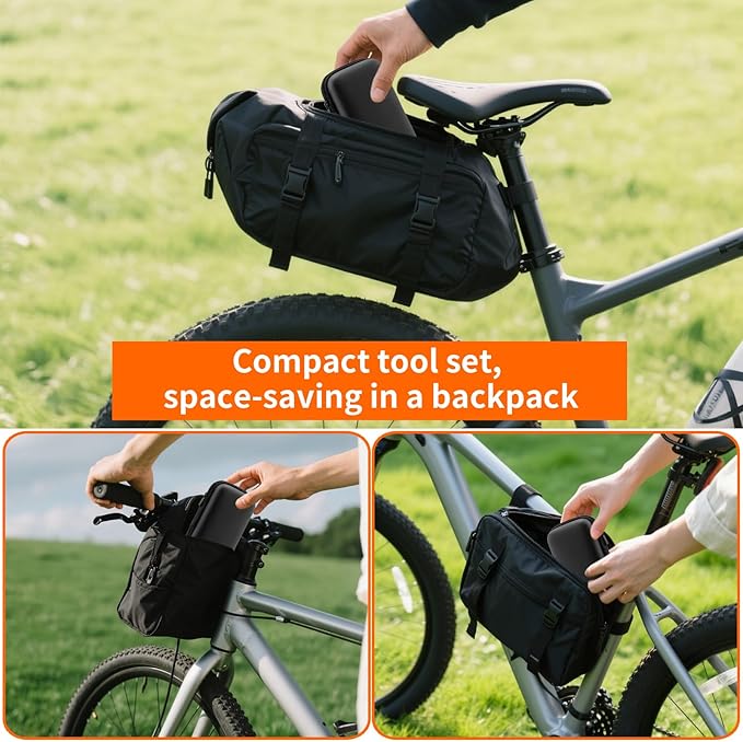 Bike Repair Kit - 16-in-1 Bike Multitool, Portable Bicycle Tools with Tire Patch Kit for Mountain Road Bikes Camping Travel (US)