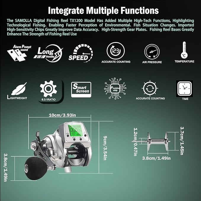 Digital Baitcasting Fishing Reel with LCD Display,8 oz Ultralight Electric Baitcaster Reel, 22-35 Lb Max Drag,6.3:1/7.2:1 Gear Ratio,Left/Right Handed,Compact Design for Freshwater & Saltwater
