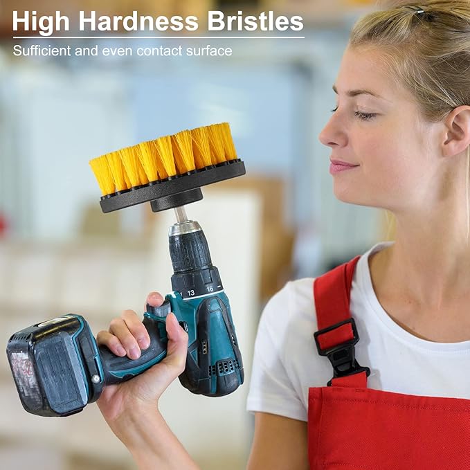 Remerry 6 Pcs Drill Brush Attachment Power Scrubber Cleaning Kit Multi Purpose Set Brushes for Bathroom Surfaces Tub Grout Shower Kitchen Tile Auto Car Boat