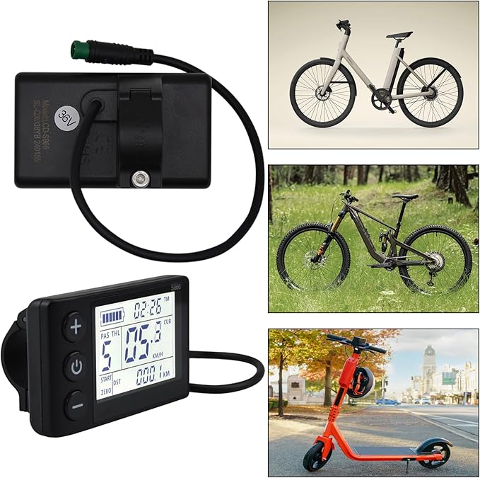 S866 Electric Bicycle LCD Display Meter, 24V 36V 48V Ebike LCD Display Control Panel Wireless Bicycle Speedometer Odometer for Electric Scooter Electric Bike Modification