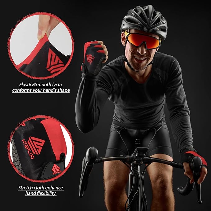 Bike Gloves for Men Women with Anti-Slip Shock-Absorbing Pad, Light Weight Half-Finger Cycling Gloves