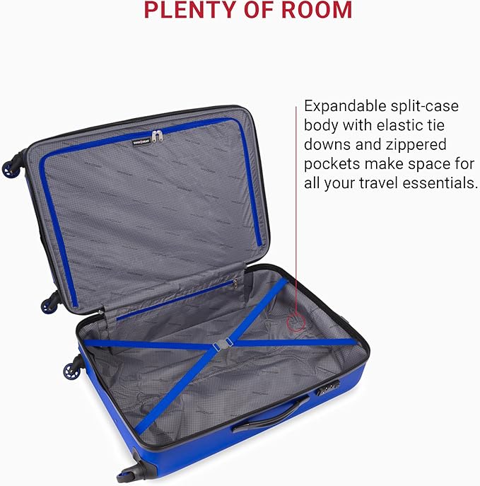 SwissGear 7366 Signature Hardside Expandable Luggage with Spinner Wheels, TSA Lock, Cobalt, Checked-Large 27-Inch
