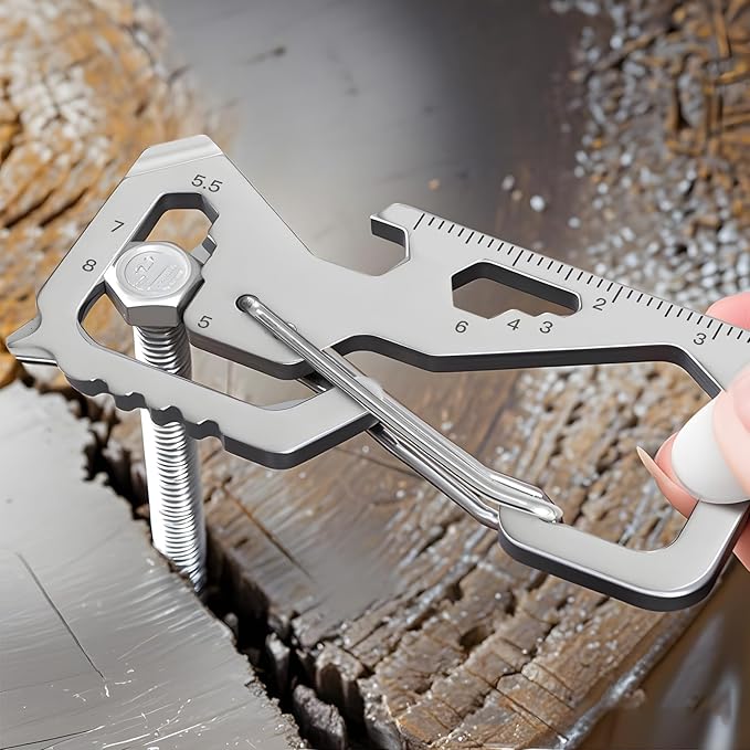 Father's Day Gifts for Dad from Daughter Son, Keychain Multi-tool 13 in 1 Pocket Gadgets Tools Bottle Opener Screwdriver, EDC Tool Key Ring Anniversary Birthday Gifts for Men Him (Square)