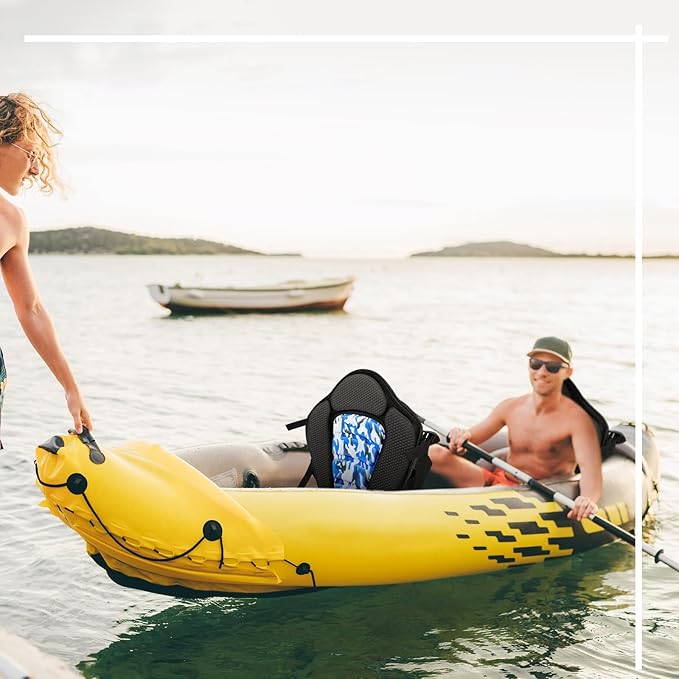 Lewtemi 2 Pack Kayak Seats with Back Support Adjustable Sit on Top Padded Boat Seat with Detachable Storage Bag and 8 Fixed D Ring and Screws