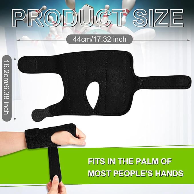 Shappy Bowling Wrist Support Brace with Thumb Spica Splint Right Hand Breathable Wrist Gloves Splint with Removable Aluminum Plate for Women Tendonitis Arthritis Sprains (Black)