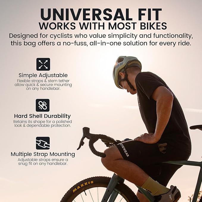 ALMSTHRE Signature Bar Bag – Rust Red | Hard-Shell Bike Handlebar Bag with Waterproof Zippers & Adjustable Straps | Lightweight Bicycle Handlebar Bag, Compatible with Road, Gravel & MTB Bikes