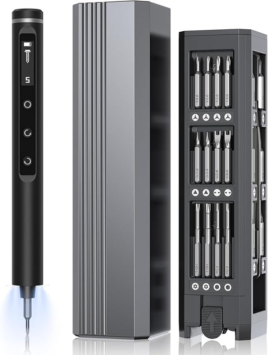 TanSon Mini Electric Screwdriver Set,3.7V Cordless Precision Screwdriver Set with 50 in 1 Magnetic Bits,Magnetic Storage,5 Torque Setting,LED Display,Small Repair Tool Kit for Computers,Phones,Watches