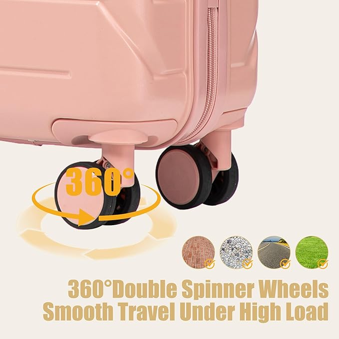 20 Inch ABS Hard Shell Travel Checked Luggage With Combination Lock, Pink