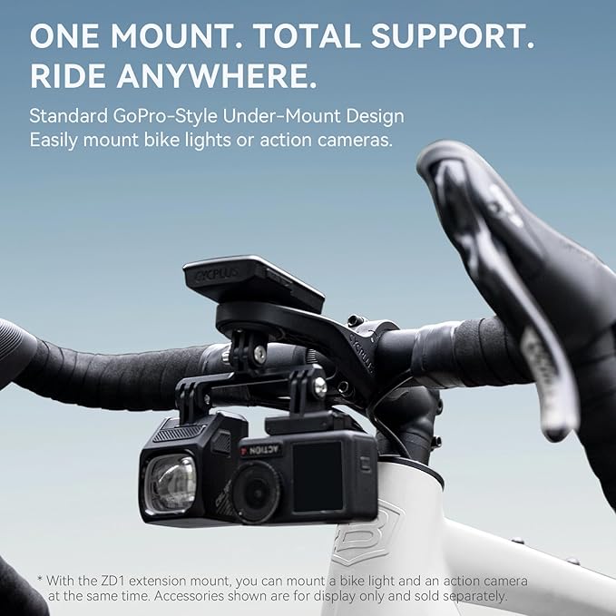 CYCPLUS Cycling Out Front Bike Mount Designed for All Cycling Computer, Garmin Edge 520 530 820 830 1000 GPS and Other Normal Models, Fits 12.5 inches(31.8mm) Diameter Handlebars Only.