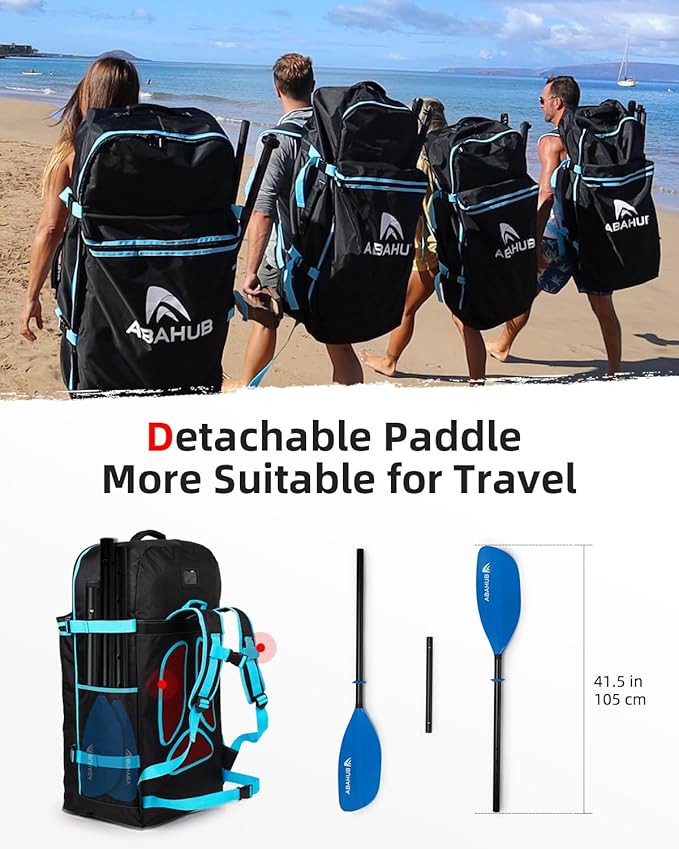 Abahub 調整可能カヤックパドル 210-230 cm/ 230-250 cm フローティングカヤックオール ボートオール カヌーオール ブラック