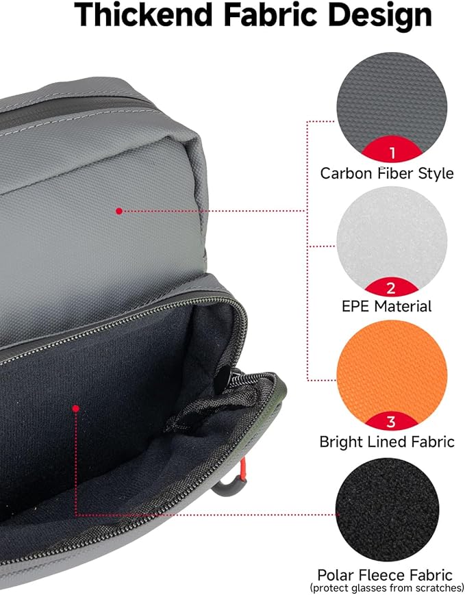 KEMIMOTO Motorcycle Handlebar Bag Universal Motorcycle Tool Bag Bicycle Bar Bag, Front Fork Storage Accessory, Sissy Bar Bag Compatible with Cruiser Softail Dyna Sportsters (Grey Carbon Fabric)