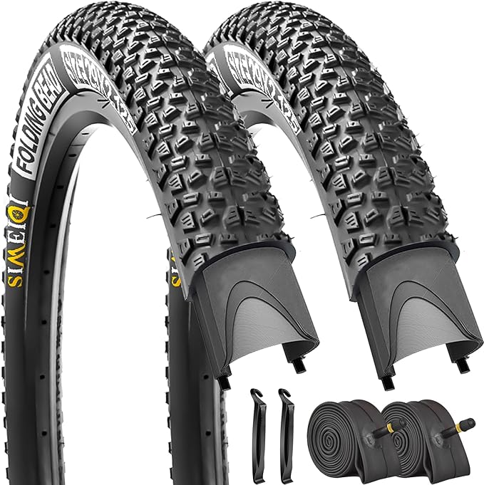 2 Pack 26x2.1 / 29x2.125 Bike Tires 3mm Anti-Puncture Layer with or Without 26x1.75/2,125 Inner Tubes for Mountain Trail City Bicycle Folading Replacement Tyres