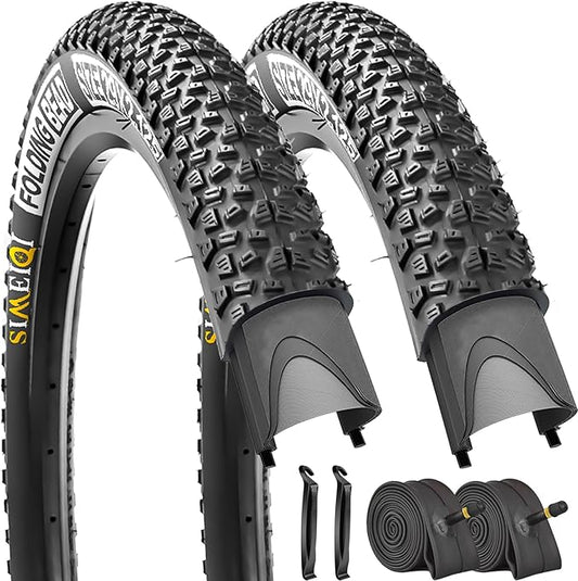 2 Pack 26x2.1 / 29x2.125 Bike Tires 3mm Anti-Puncture Layer with or Without 26x1.75/2,125 Inner Tubes for Mountain Trail City Bicycle Folading Replacement Tyres