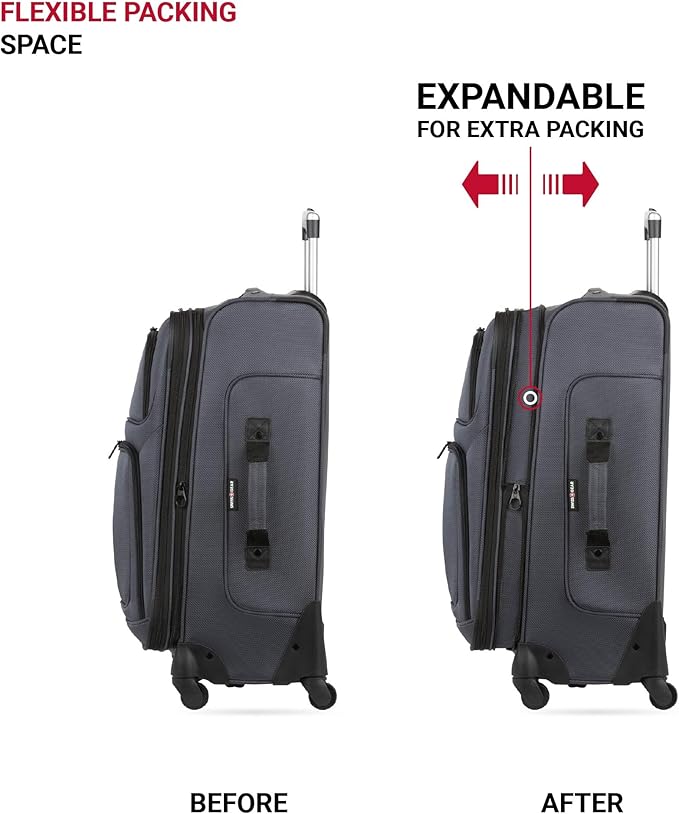 SwissGear Sion ソフトサイド 拡張可能ラゲッジ スピナーホイール付き ダークグレー 2点セット (21/25)