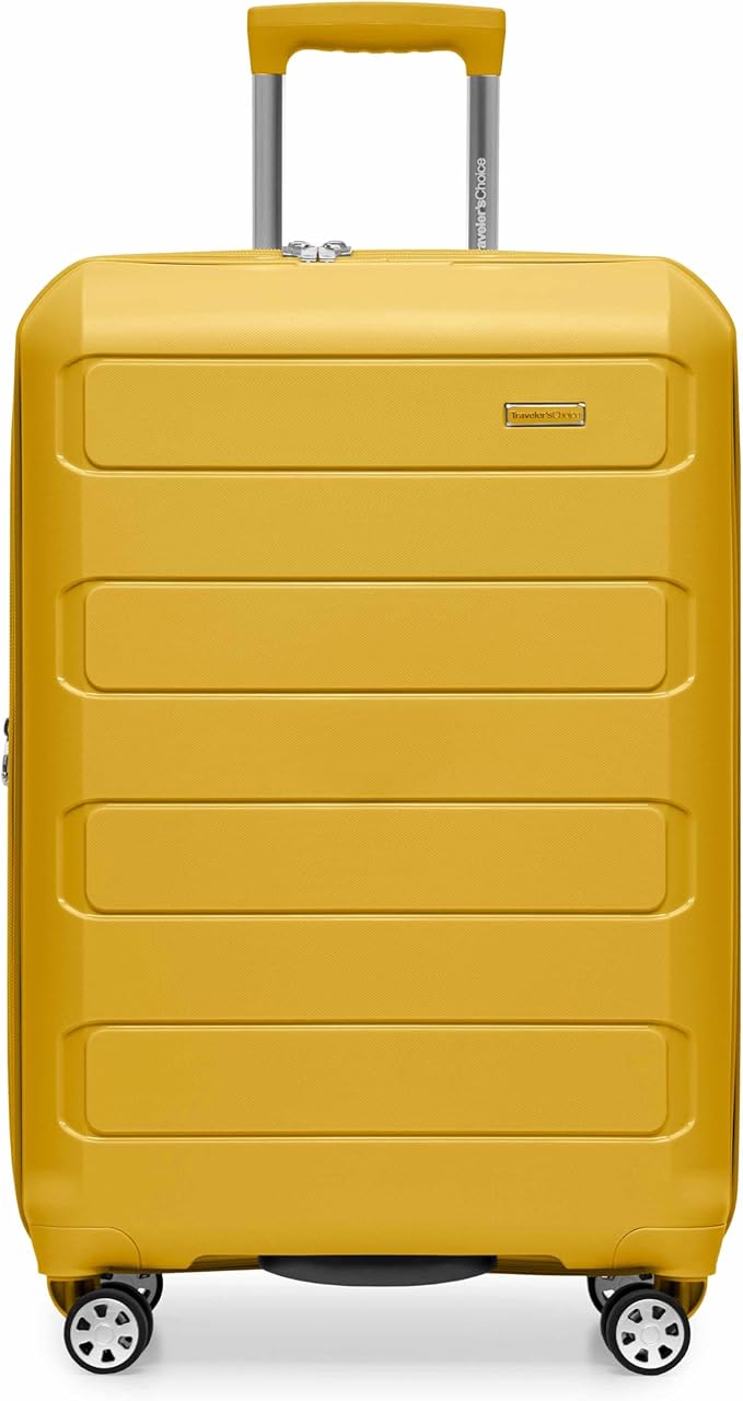 Traveler's Choice Pagosa Hardshell Expandable Luggage with Spinner Wheels, Yellow, 2-Piece Set (22/26)