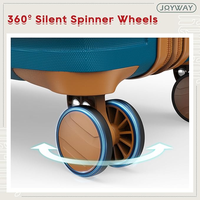 Joyway 28インチ スピナーホイール付きスーツケース、軽量ハードシェル大型スーツケース、TSAロック付き3点セット、ブルー