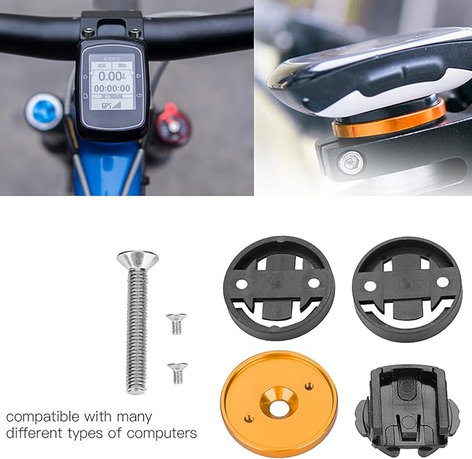 Road Bike Computer Holder Stem Top Cover Bicycle Stopwatch GPS Speedometer Mount (Gold) Bryton Rider 750 Computer Mount